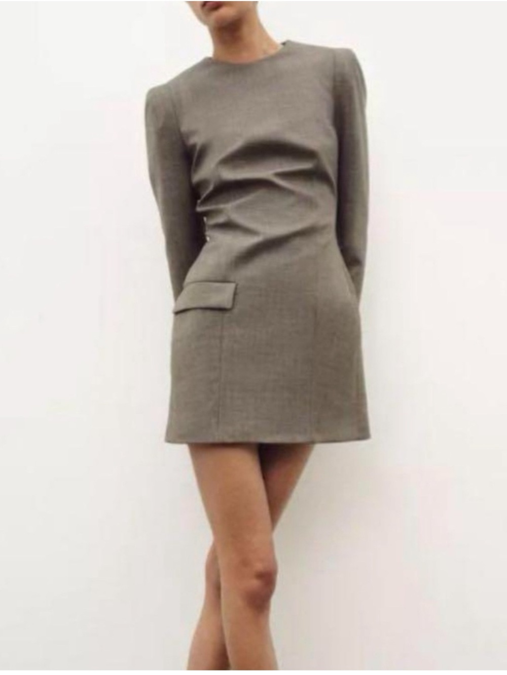 NWT ZARA Gray Wool Mix Mini Dress